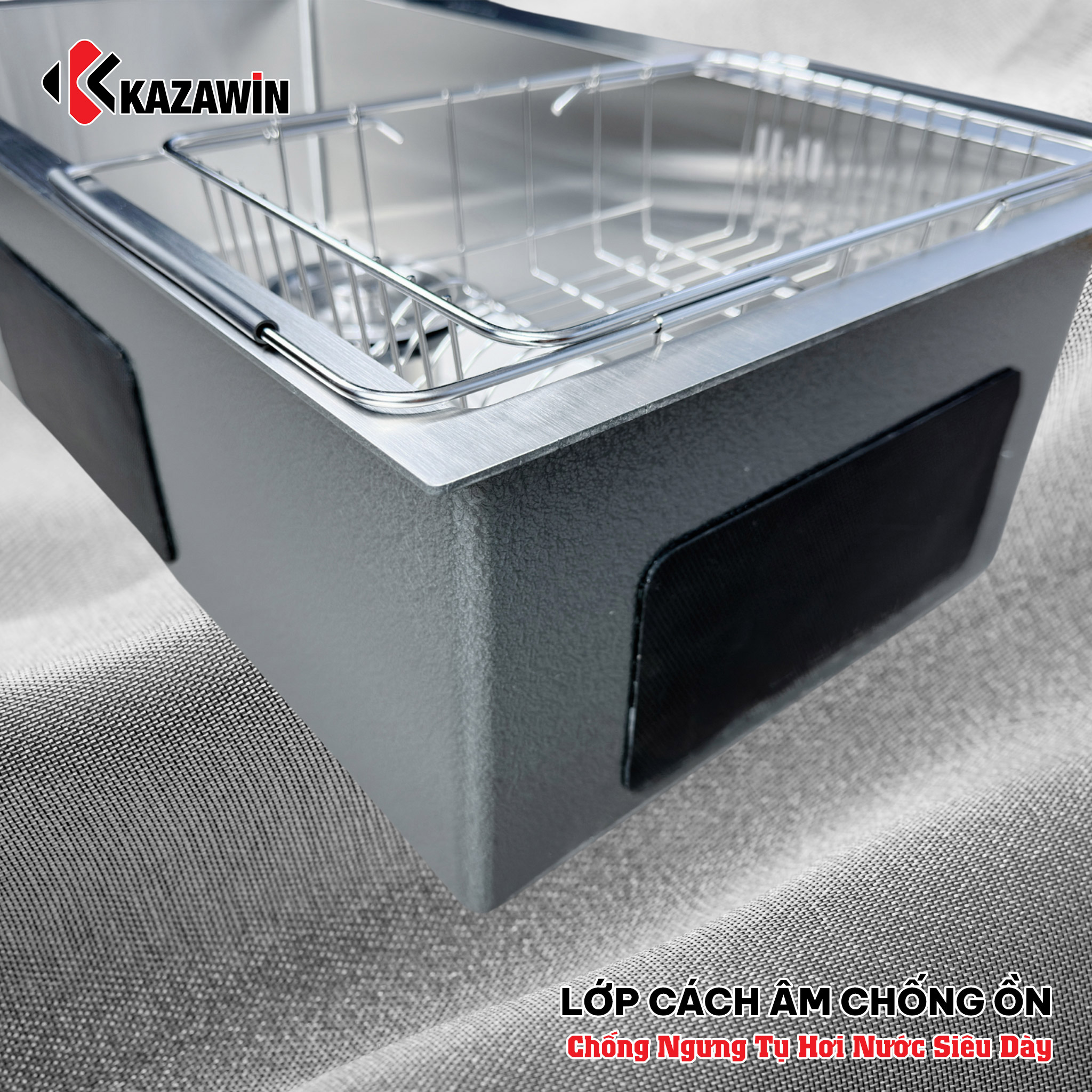 Chống ồn chậu rửa bát 1 hố Kazawin KCRB 7803