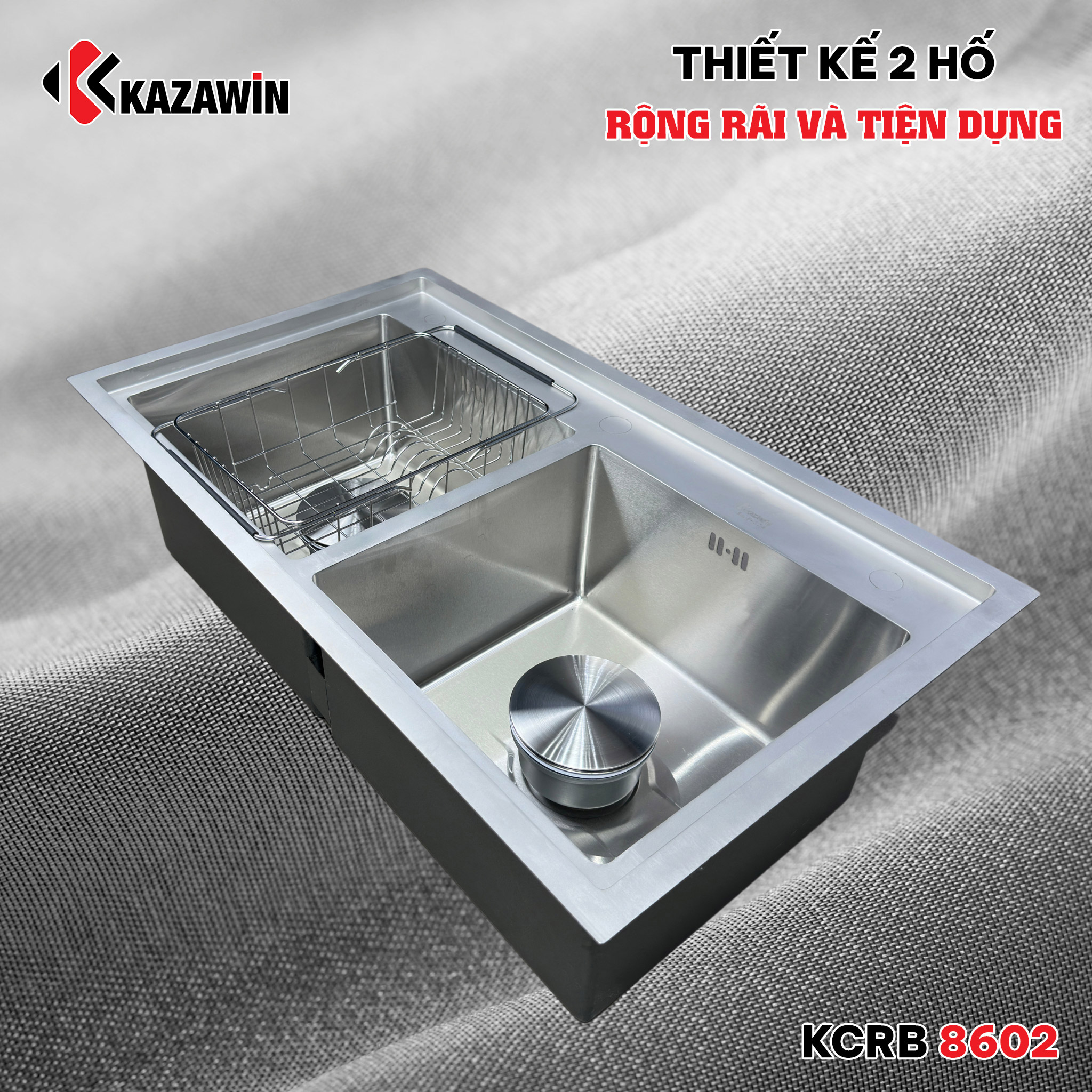 chậu rửa bát 2 hố cân Kazawin KCRB 8602
